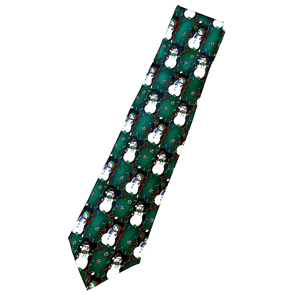 Lights Yule TIE Greetings Hallmark MMG Snowman Tie ugly Christmas Sweater